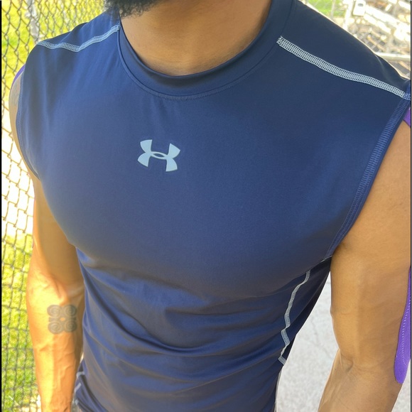 UNDER ARMOUR MEN FOOTBALL TEAM TANK TOP SLEEVELESS TIGHT STRETCHY SHIRT VEST GUY - Picture 8 of 12